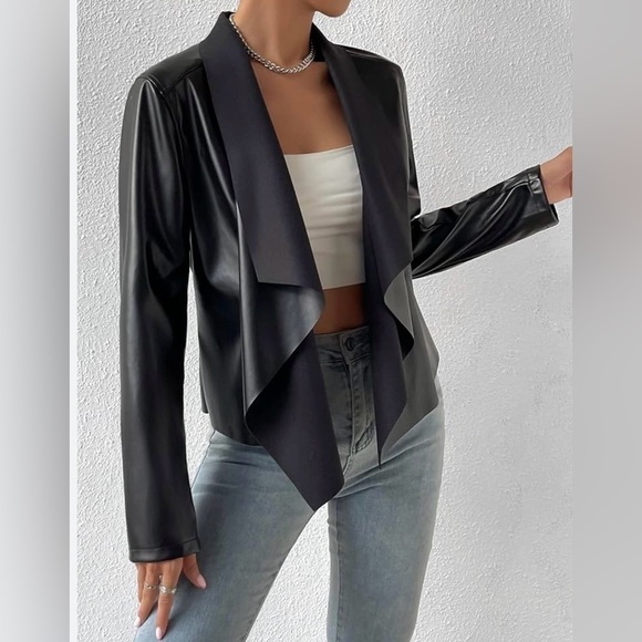 bagatelle Jackets & Blazers - BAGATELLE Faux Leather & Suede Waterfall Minimalist Rib SLV Urban Chic Jacket 2X